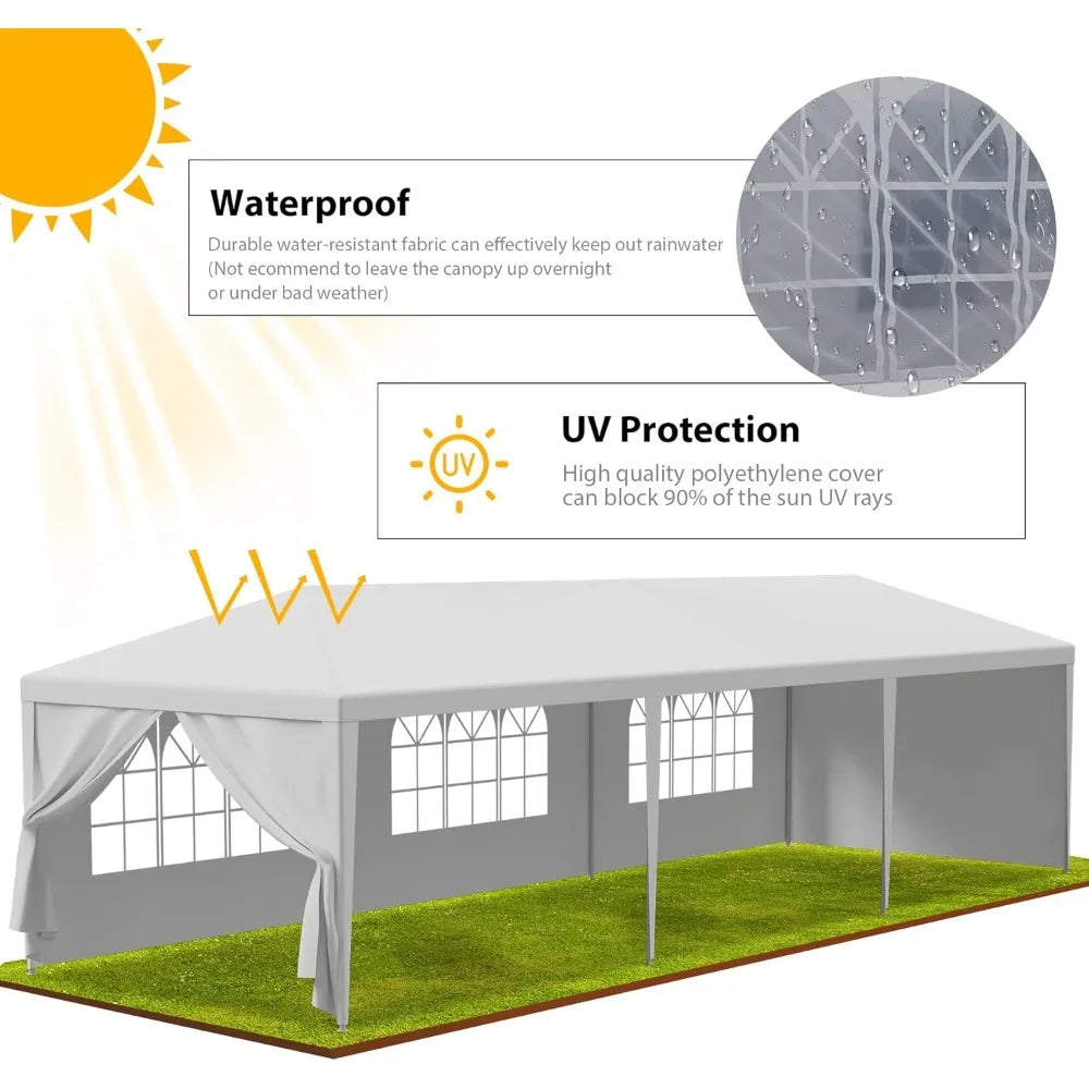 10' x 30' Outdoor Waterproof Gazebo Canopy Tent with Removable Sidewalls and Windows Heavy Duty Tent for Party Wedding