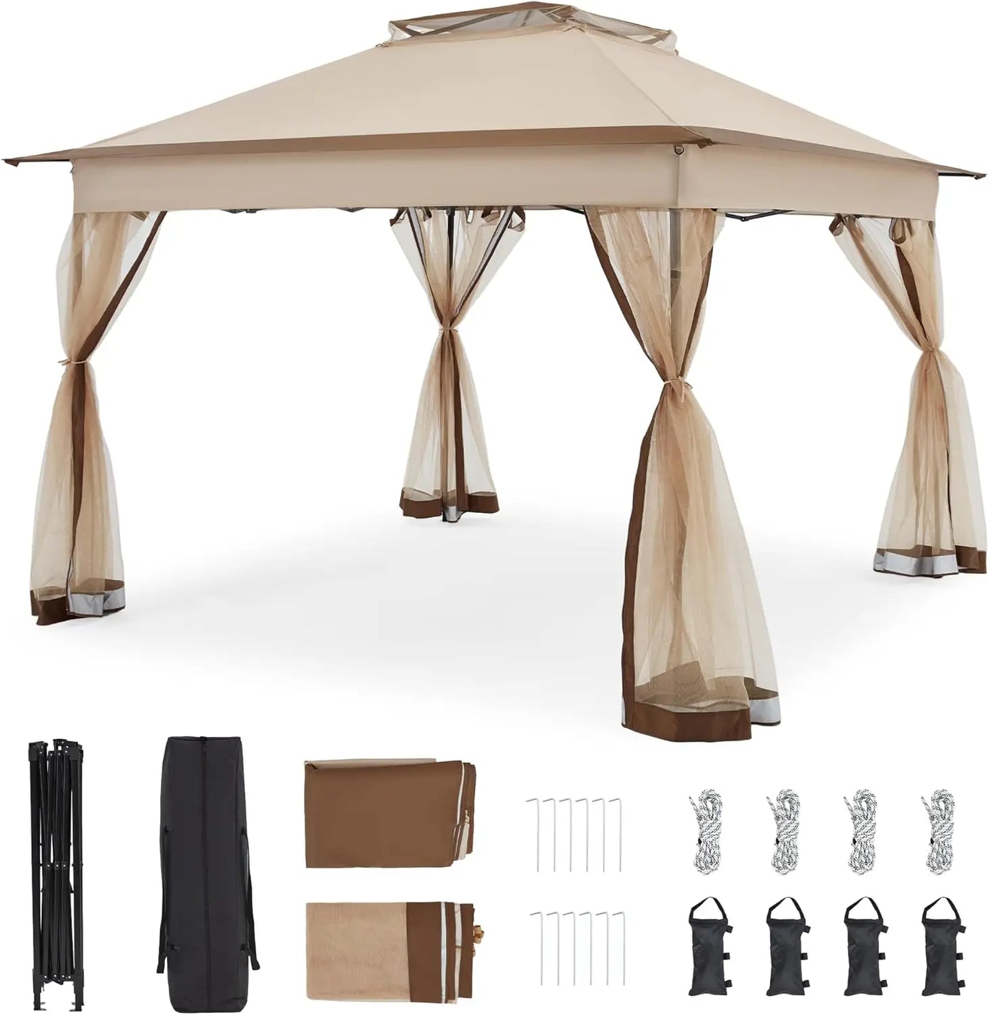 Bezeseller 13x13 Pop Up Gazebo Tent with Mosquito Netting – Quick Set Up, Water-Resistant Outdoor Canopy for Patio, Garden