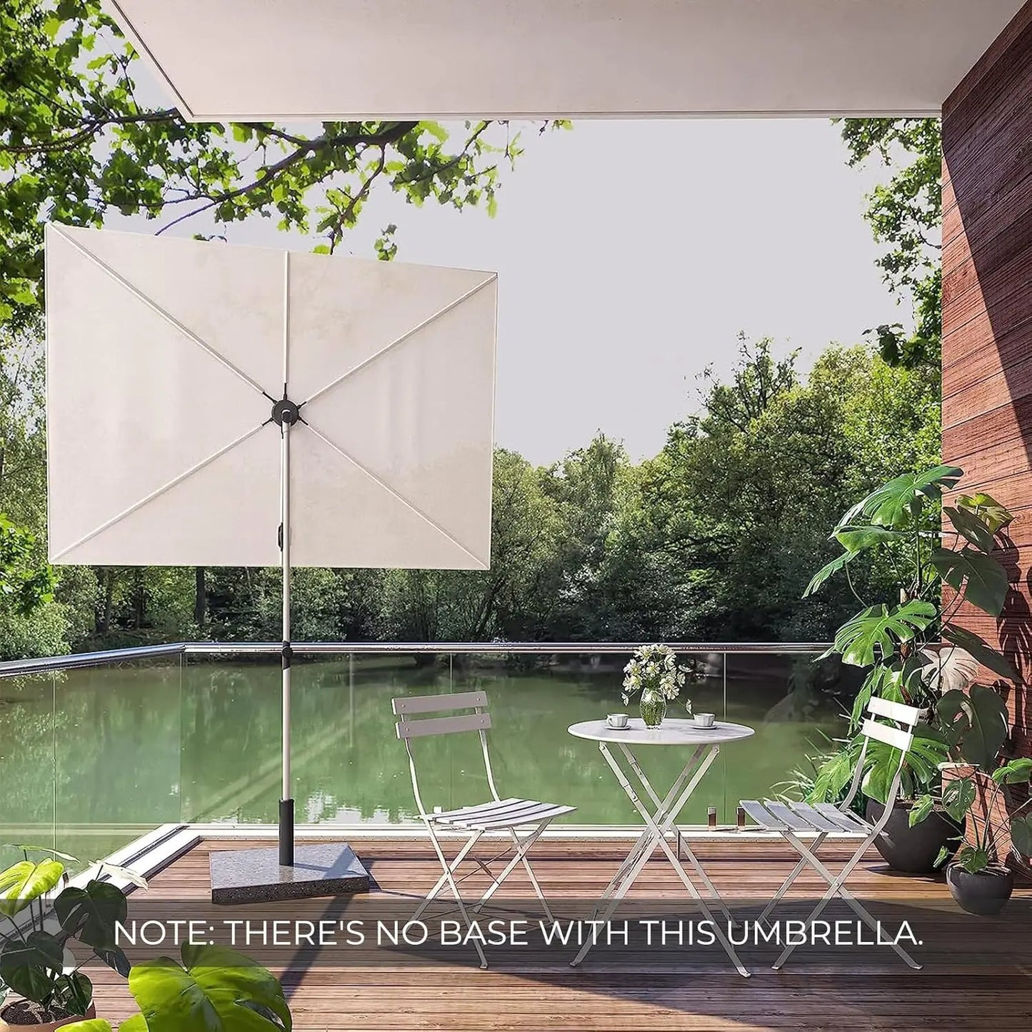 Balcony Umbrella, JENA 6x4 FT Outdoor Umbrella, Rectangular Flat Canopy Versatile Patio Shade with 360 Degree Roating Knob