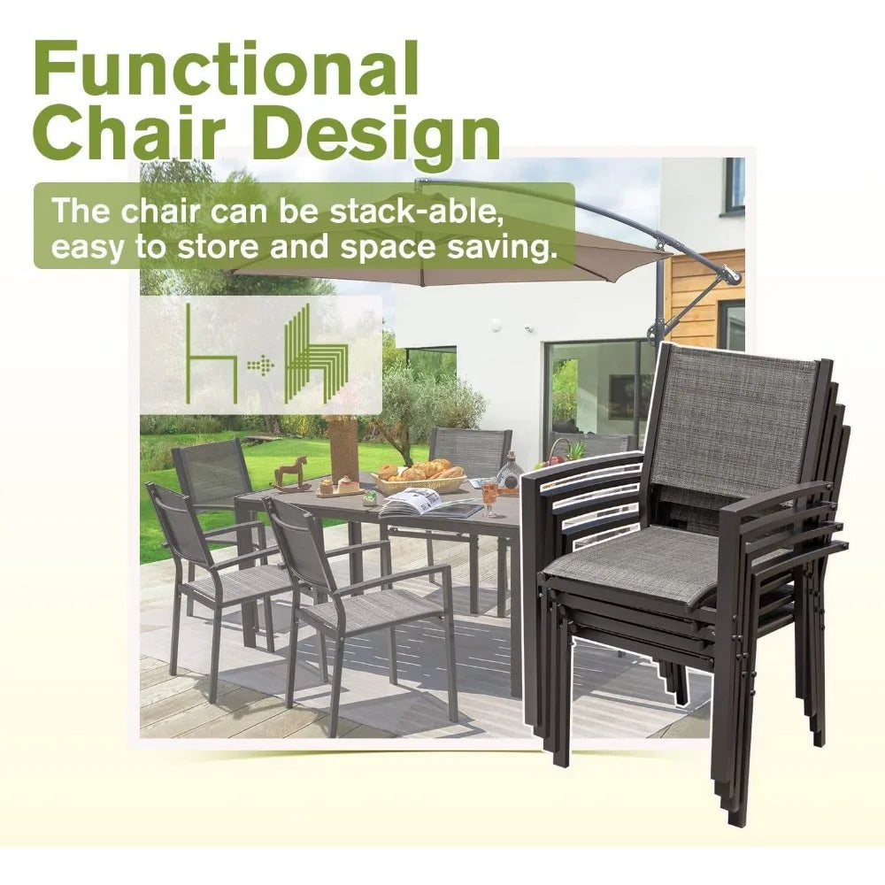 7-Piece Patio Dining Set – 6 Textilene Chairs & Outdoor Table | Modern Garden Furniture for Backyard, Deck & Balcony Use