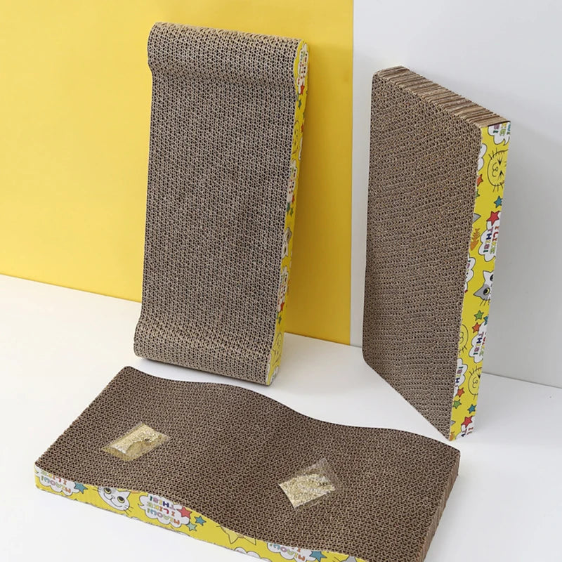 Pet Cat Wave Curved Catnip Cat Scratcher Indoor Cats Scratchers Cardboard Abrasion Resistance Cat Scratch Pad Pet Supplies
