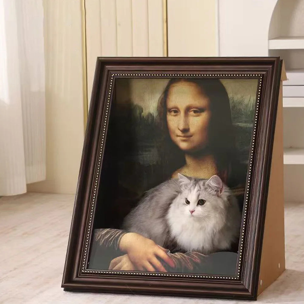 Mona Lisa Cat Nest Oil Painting Cat Bed Multi-Function Art Frame Cat House Decorative Mona Lisa Cat Cave Pet Supplies