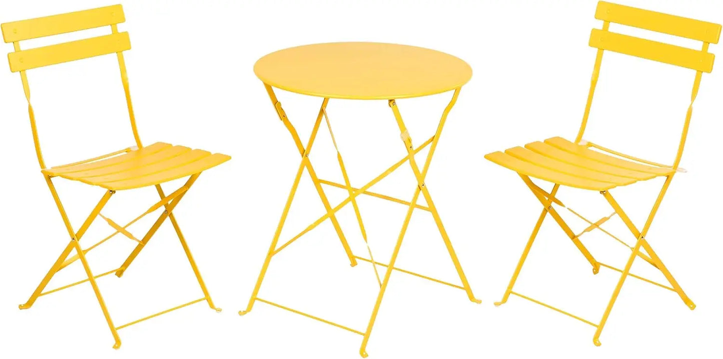 3-Piece Bistro Set Folding Outdoor Furniture Sets with Premium Steel Frame Portable Design for Bistro & Balcony