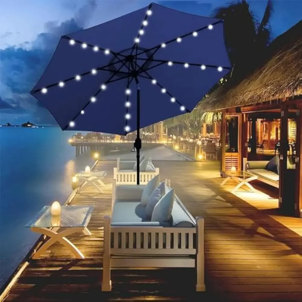Lighted Patio Umbrella, Table Market Umbrella, Outdoor Umbrella for Garden, Deck, Backyard, Pool and Beach,9 Ft