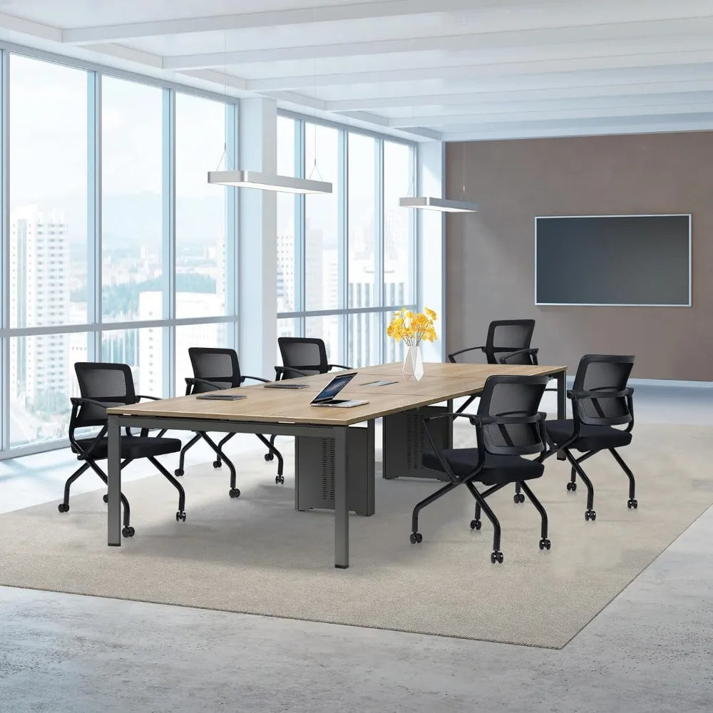 Stackable Foldable Ergonomic Office Chair with Lumbar Support and Thick Cushion, Folding Mesh Fabric Reception Guest Chair with