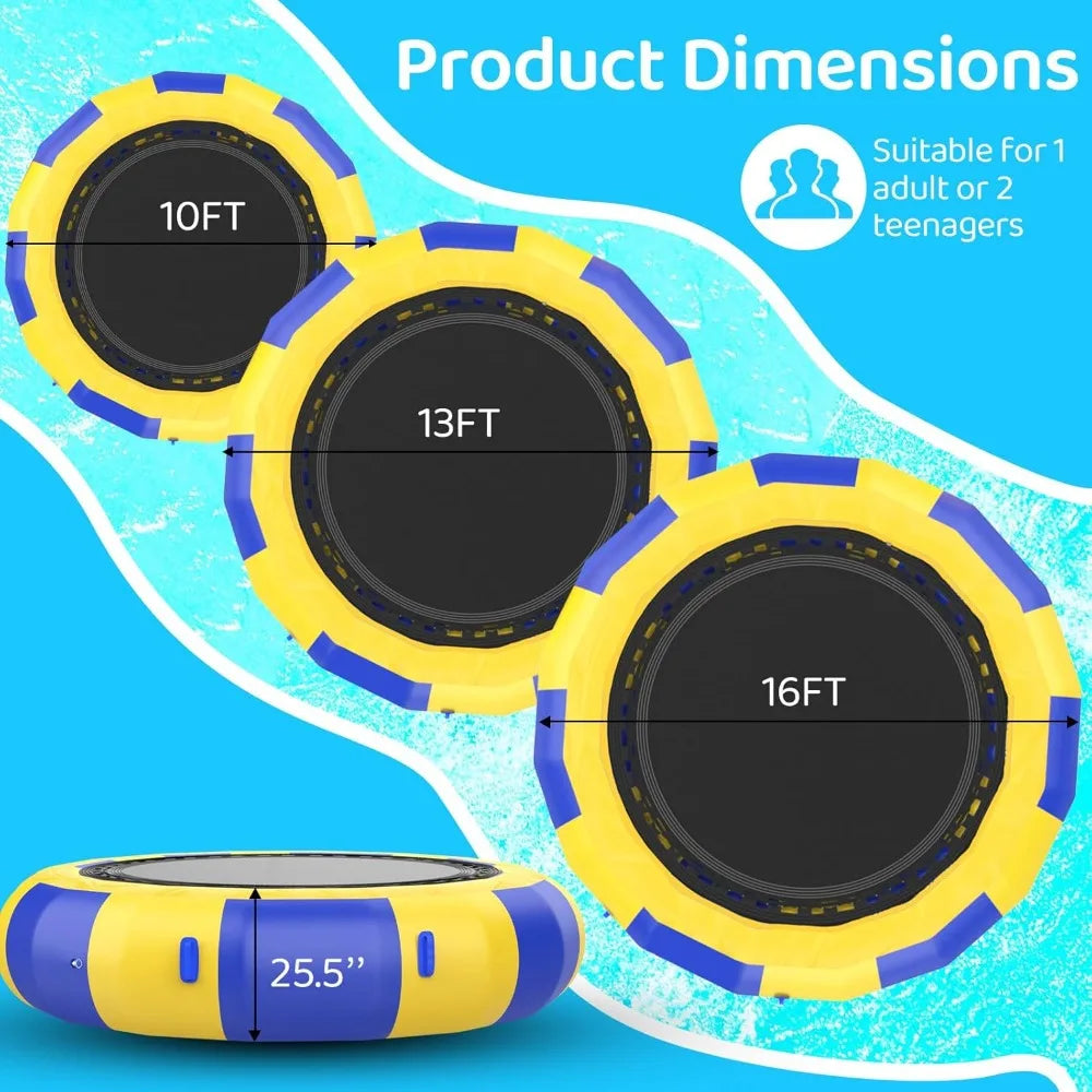 Inflatable Water Trampoline for Lake and Water Hammock,Bounce Platform,Heavy Duty Round Floating Ring with Mesh