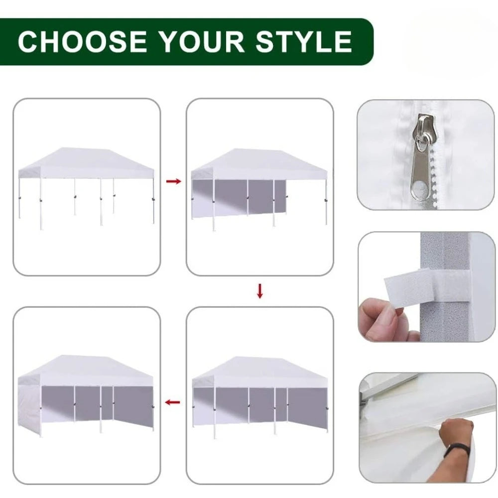 Canopy Tent Commercial Instant Canopies with 4 Removable Zipper End Side Walls and Roller Bag, Bonus 6 SandBags