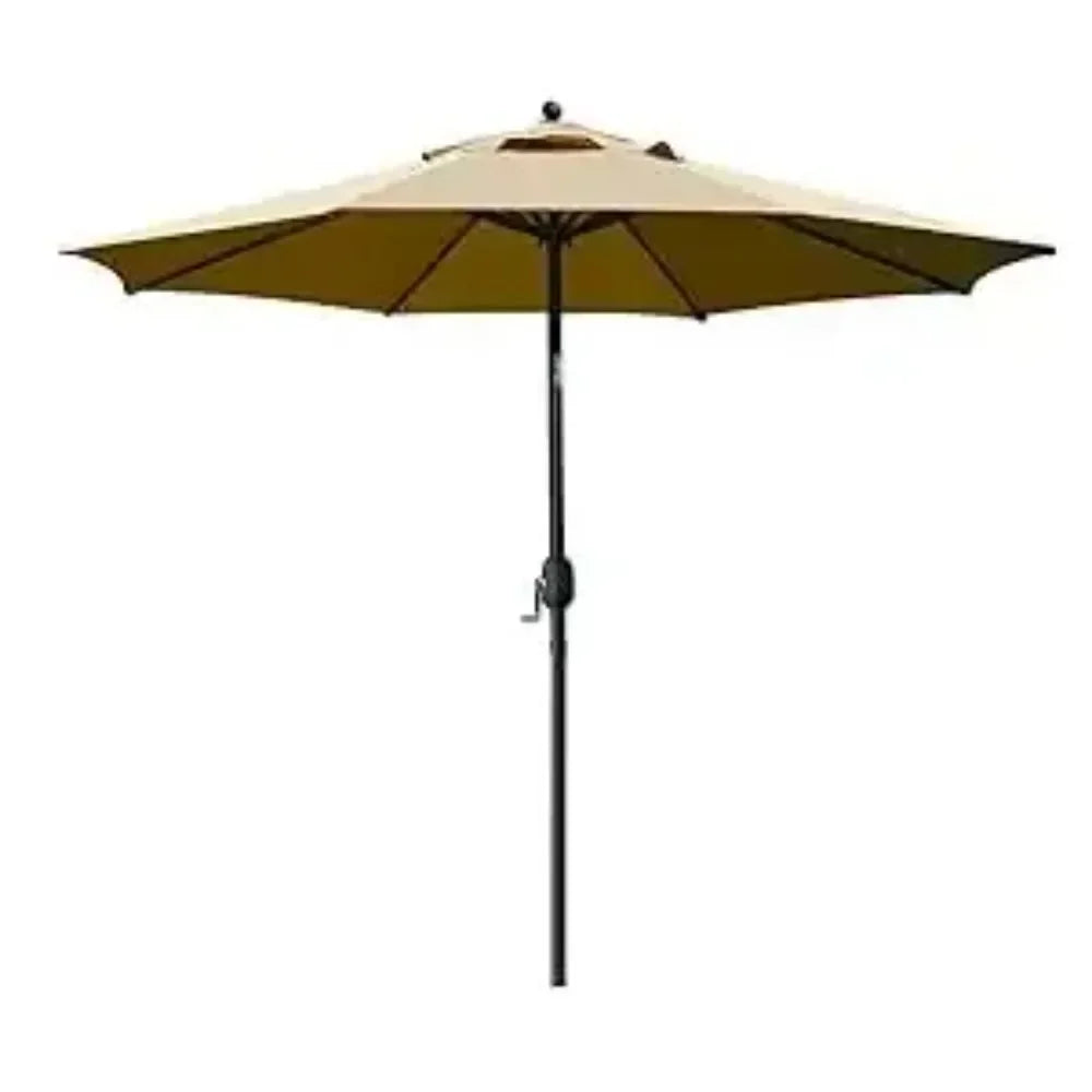 9Ft Patio Umbrella Outdoor Table Umbrella with 8 Sturdy Ribs (Tan)