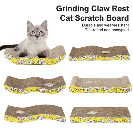 Pet Cat Wave Curved Catnip Cat Scratcher Indoor Cats Scratchers Cardboard Abrasion Resistance Cat Scratch Pad Pet Supplies