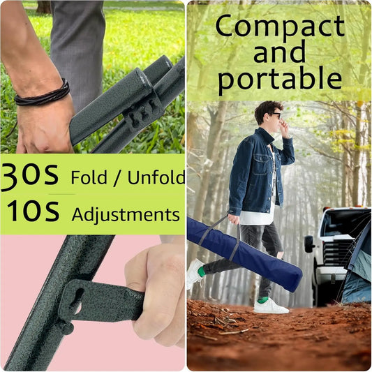 Adjustable Foldable Hammock Stand with 2 Layered Polyester Net and Carry Bag for 2 Persons (3. Canvas - Grey)