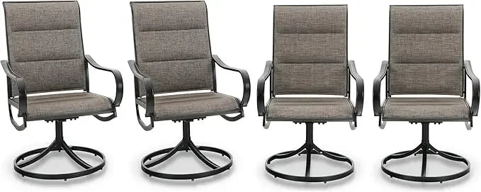 Patio Swivel Dining Chairs Set of 4 Outdoor Metal Chair with Textilene Mesh Fabric, Patio Gentle Rocker Chair