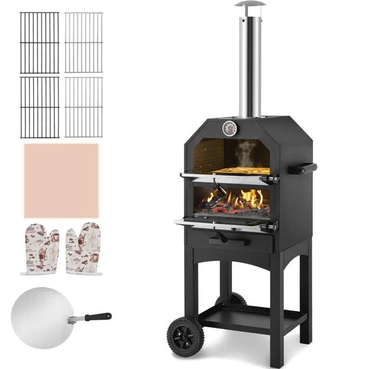 12 Inch Portable Outdoor Pizza Oven Wood Pellet Camp Cooking Oven for Perfect Pizza Baking