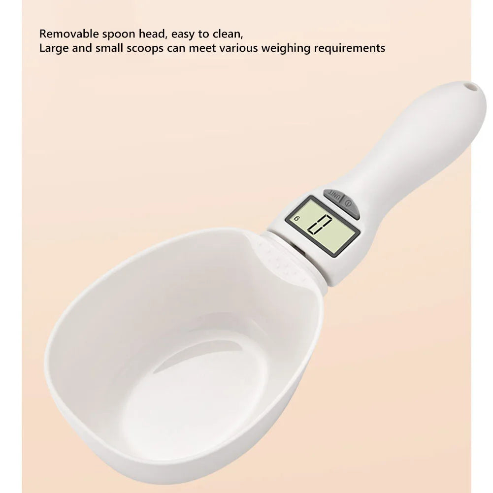 Digital Display Dogs Food Dispenser Scale Detachable Pet Food Weighing Spoon Plastic Easy Clean Battery Powered for Pet Supplies