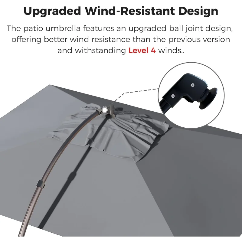 Grand patio 10x13 FT Cantilever Umbrella Outdoor Aluminum Rectangle Offset Umbrella Canopy with Base & Cover for Pool Garden
