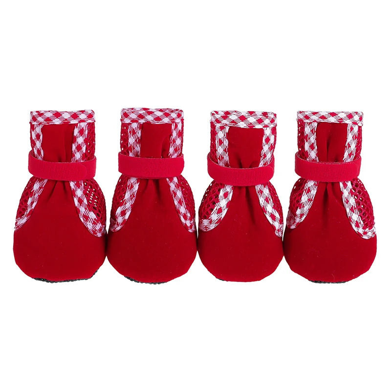 1Set Wear Resistant Dog Cat Boots Outdoors Thickened Anti-Slip Small Puppy Shoes Adjustable Drawstring Pet Booties Pet Supplies