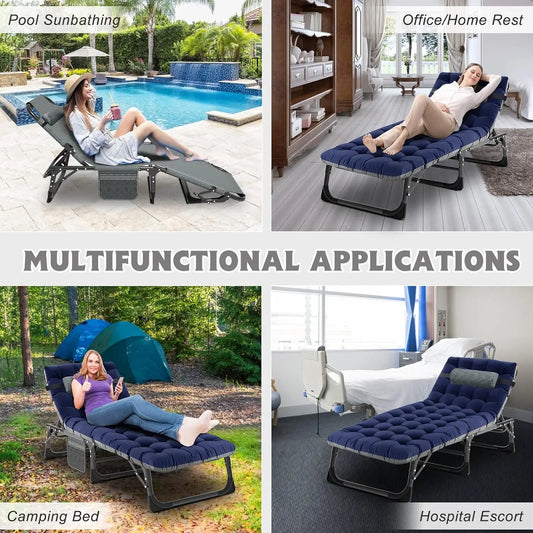 2PK Heavy Duty Tanning Chair,  Portable Beach Lounge Chair for Outdoor Sunbathing Patio Pool Lawn Deck Poolside