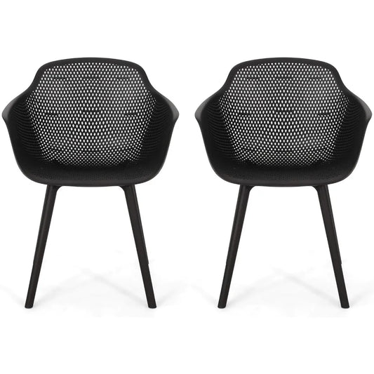 Davina Outdoor Dining Chair (Set of 2), Polypropylene, Black
