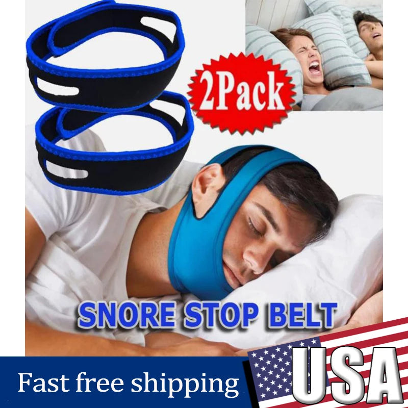 2 Pack Stop Snoring Snore Belt Anti Snore Chin Strap Sleep Apnea Chin Support Straps For Woman Man Health Care Sleeping Aid Tool