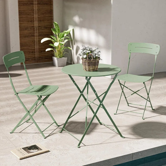 Premium Frame Patio Bistro Set, Colorful Folding Outdoor Patio Furniture Sets, 3-Piece Patio Table and Chair
