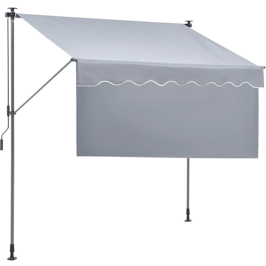 118" Outdoor Retractable Patio Awning Sunshade Shelter, Adjustable Patio Door Window Awning Canopy with 39" Sun Shade Curtain