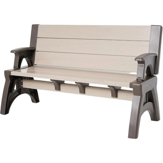 2-in-1 Outdoor Bench & Picnic Table - Foldable, Weather-Resistant Seating - Perfect for Patio, Lawn, Garden, or Deck - Durable C