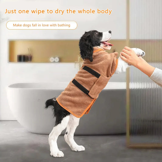 Dog Bathrobe Bath Towel Robe Absorbent Soft Towel For Large Medium Small Dog Quick Dry Adjustable Drying Coat Pet Supplies