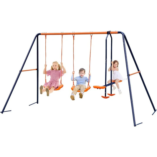 Nova Microdermabrasion Outdoor Swing Sets for Backyard, 440lbs Load Capacity Swing Stand with 2 Seats and 1 Swing Glider,