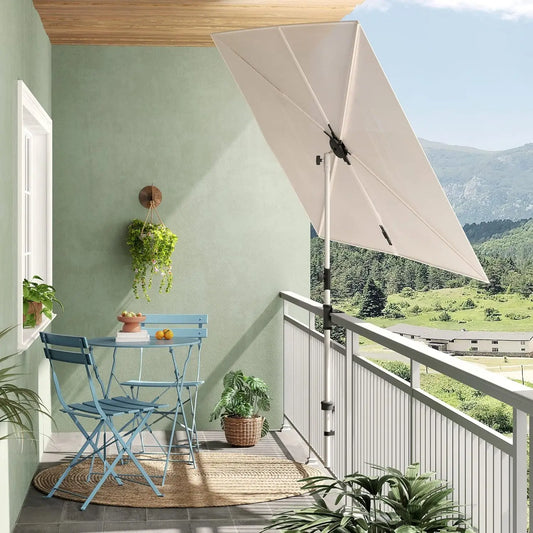 Balcony Umbrella, JENA 6x4 FT Outdoor Umbrella, Rectangular Flat Canopy Versatile Patio Shade with 360 Degree Roating Knob