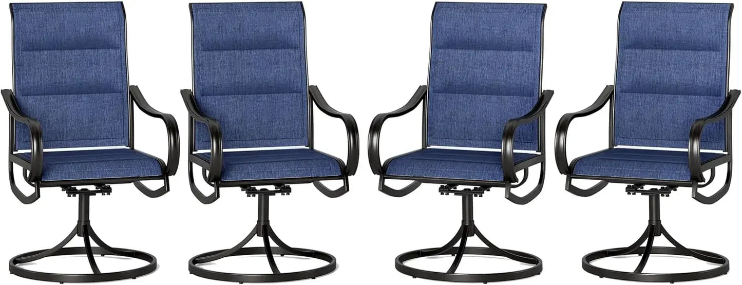 Patio Swivel Dining Chairs Set of 4 Outdoor Metal Chair with Textilene Mesh Fabric, Patio Gentle Rocker Chair