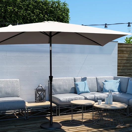 Outdoor Patio Market Umbrella 6.5' x 10', Waterproof and UV Resistant Canopy, Sturdy Iron Frame, Ideal for Garden and Deck Use