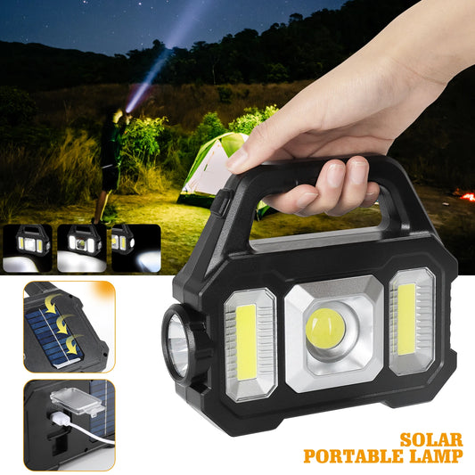 2000LM Solar-Powered LED Flashlight - Rechargeable Camping/Work Light with 6 Modes, IPX7 Waterproof for Outdoor Emergency Hiking