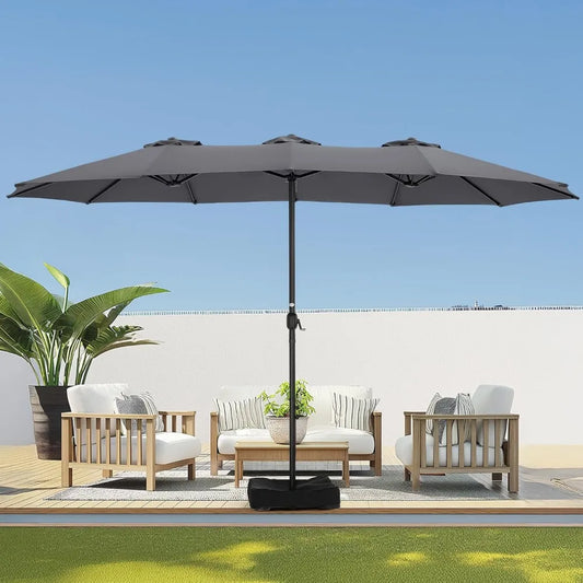 15ft Large Patio Umbrellas with Base Included, Rectangle Oversized Double Sided Umbrella Outdoor Patio for Pool, Market, Deck