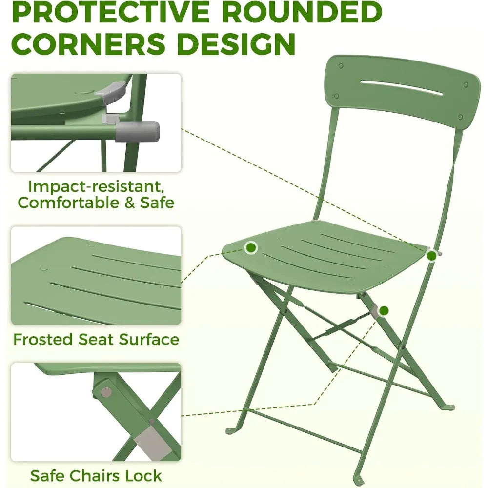 Premium Frame Patio Bistro Set, Colorful Folding Outdoor Patio Furniture Sets, 3-Piece Patio Table and Chair