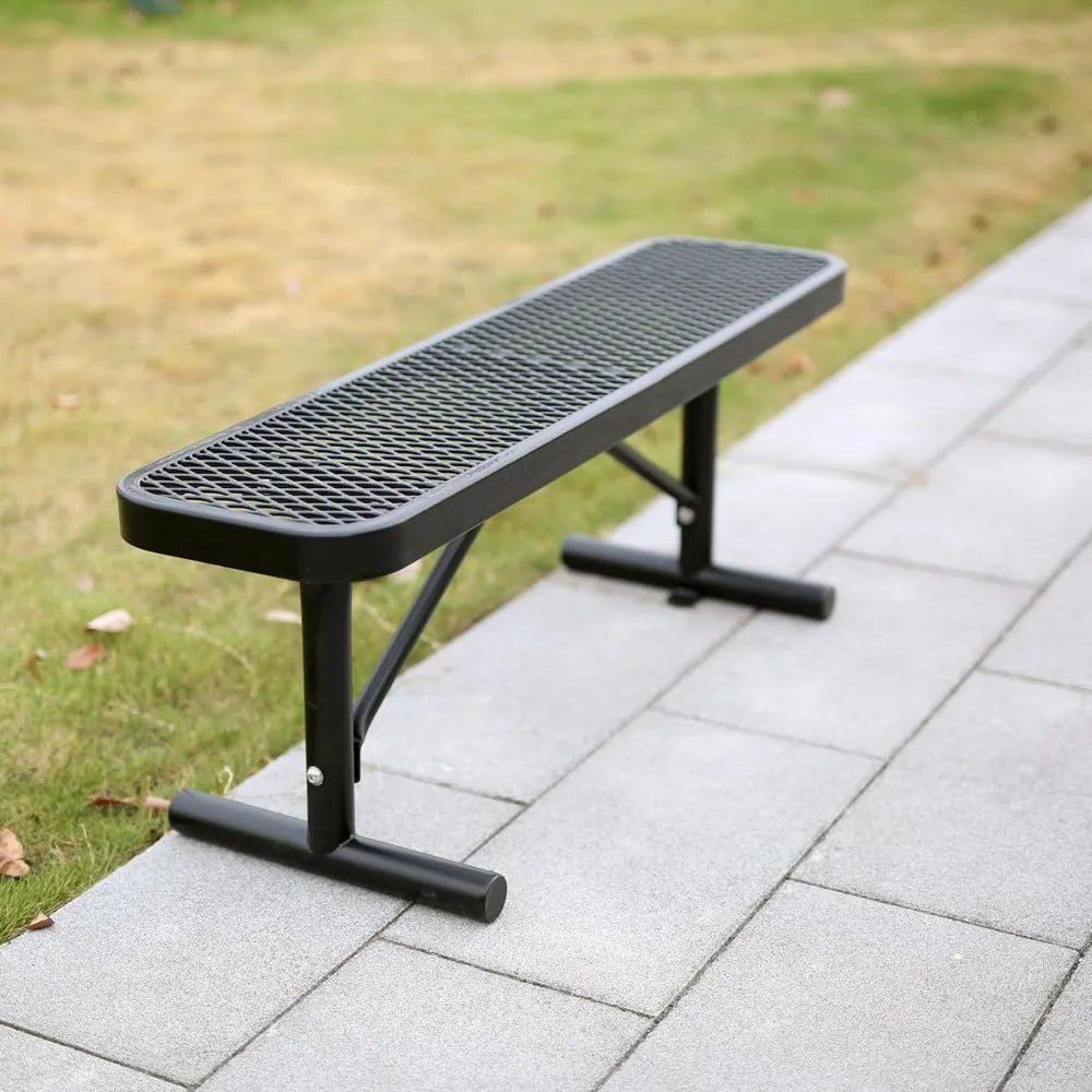 4 Feet Metal Park Bench for Outside, Outdoor Heavy Duty Garden Bench with Portable Frame, Commercial Benches for Shopping Mall,