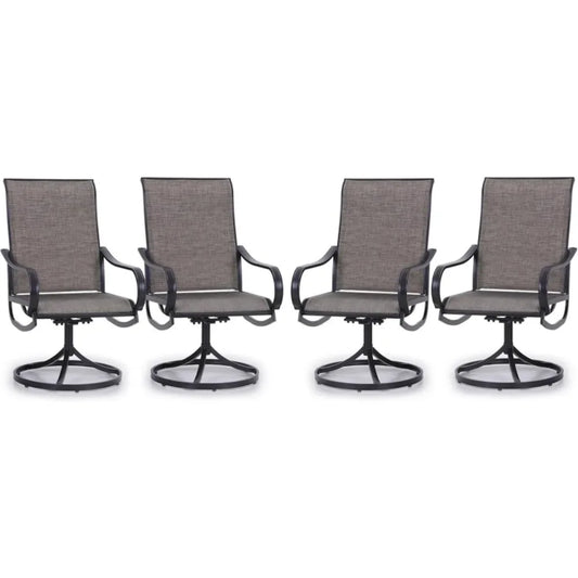 Patio Swivel Dining Chairs Set of 4 Outdoor Metal Chair with Textilene Mesh Fabric, Patio Gentle Rocker Chair