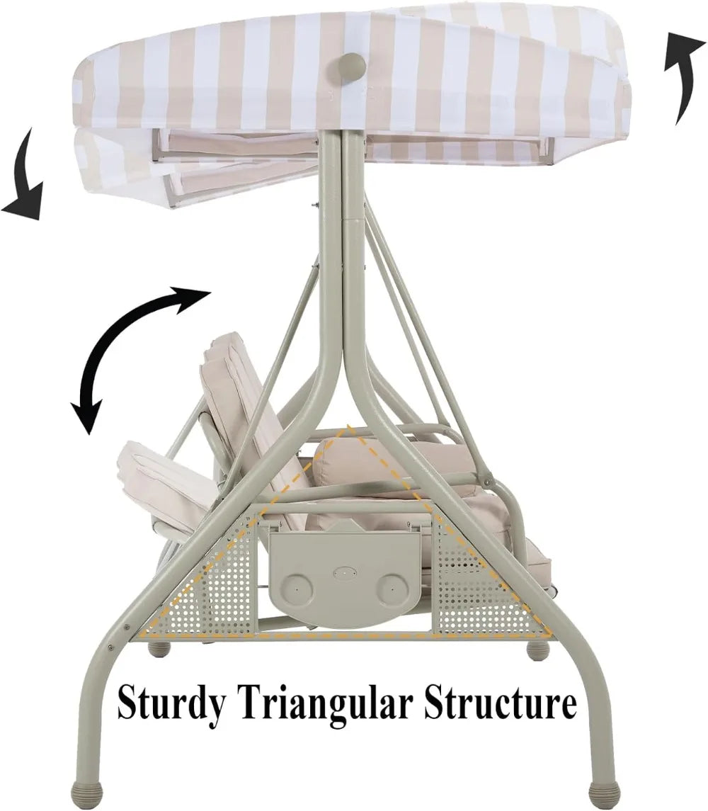 Patio Swings with Canopy, Outdoor Patio  with CupHolder, Outdoor Bench for Outside with Stand, Yard  for Adult,