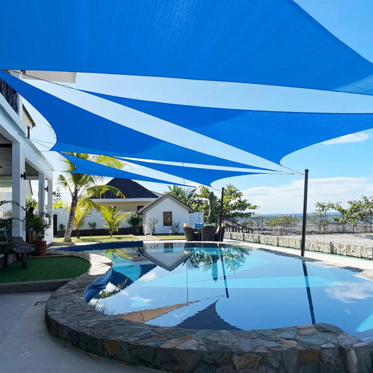 Size Sky Blue Sun Shade Sail Triangle Canopy 185 GSM Durable Fabric UV Block Awning for Outdoor Patio Garden Backyard