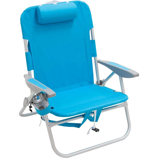 4-Position 13" High Seat Backpack Beach or Camping Folding Chair, Outdoor Beach Chair