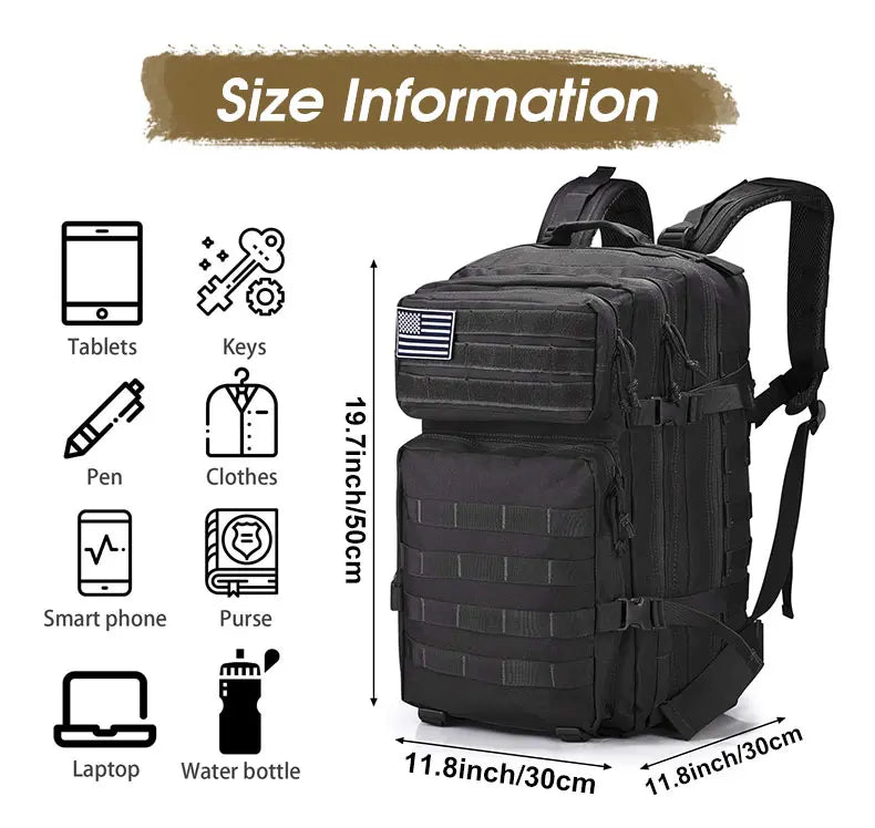 45L/25L Tactical Backpack Men's Travel Large Capacity Rucksacks Men Waterproof Outdoor Sports Multi-functional Bags