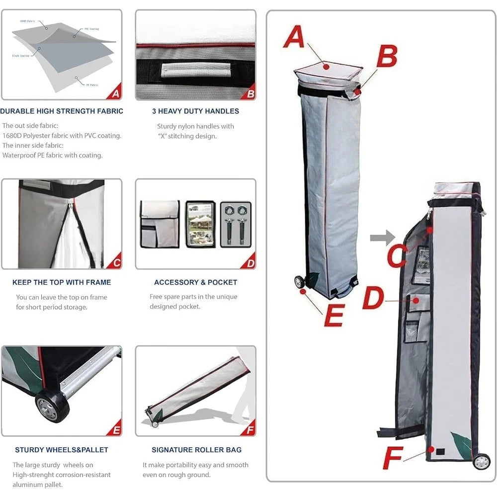 Canopy Tent Commercial Instant Canopies with 4 Removable Zipper End Side Walls and Roller Bag, Bonus 6 SandBags