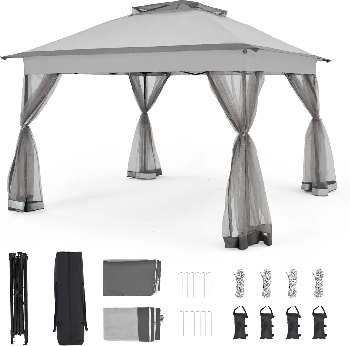 Bezeseller 13x13 Pop Up Gazebo Tent with Mosquito Netting – Quick Set Up, Water-Resistant Outdoor Canopy for Patio, Garden