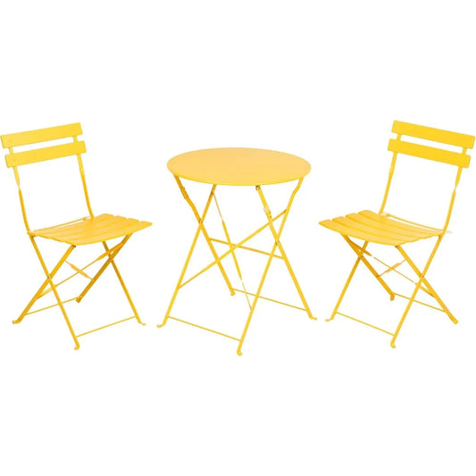 3-Piece Bistro Set Folding Outdoor Furniture Sets with Premium Steel Frame Portable Design for Bistro & Balcony